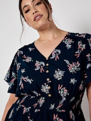 Apricot Blue Majestic Flower Button Detail Dress - Image 7 of 8