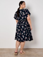 Apricot Blue Majestic Flower Button Detail Dress - Image 8 of 8