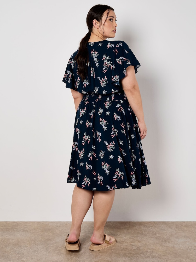 Apricot Blue Majestic Flower Button Detail Dress - Image 8 of 8