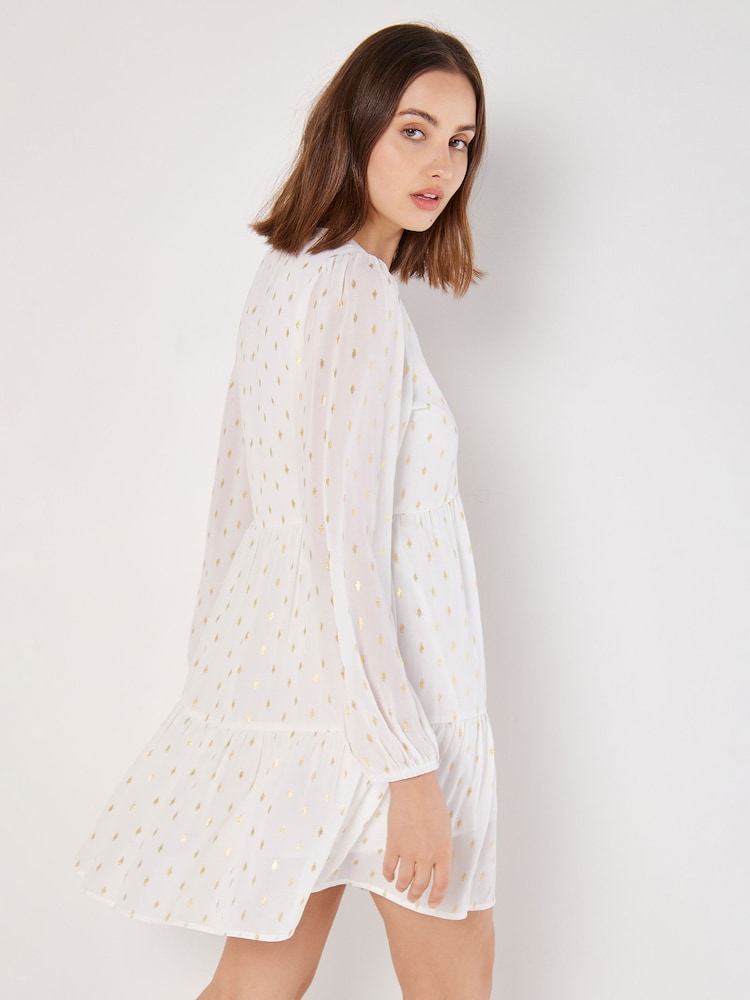 Apricot Cream Enchanted Puff Sleeve V-Neck Dress - Image 3 of 3 Apricot Cream Enchanted Puff Sleeve V-Neck Dress - Image 3 of 3