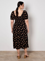 Apricot Black Big Spot Bow Detail Midi Dress - Image 8 of 8
