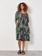 Apricot Green Floral Embroidered Detail Dress - Image 1 of 8