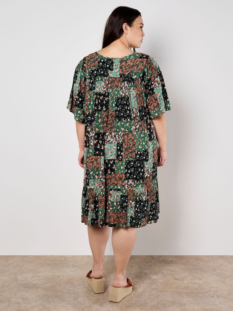 Apricot Green Floral Embroidered Detail Dress - Image 8 of 8