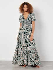 Apricot Green Positano Scarf Print Maxi Dress - Image 2 of 4