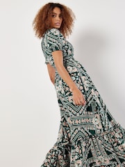 Apricot Green Positano Scarf Print Maxi Dress - Image 3 of 4