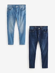 Blue Mid/Blue Light 2 Pack Skinny Fit Classic Stretch Jeans - Image 1 of 13