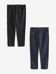 Blue Indigo Rinse/ Black Solid 2 Pack Straight Fit Classic Stretch Jeans - Image 1 of 14