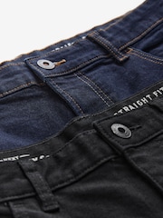 Blue Indigo Rinse/ Black Solid 2 Pack Straight Fit Classic Stretch Jeans - Image 11 of 14