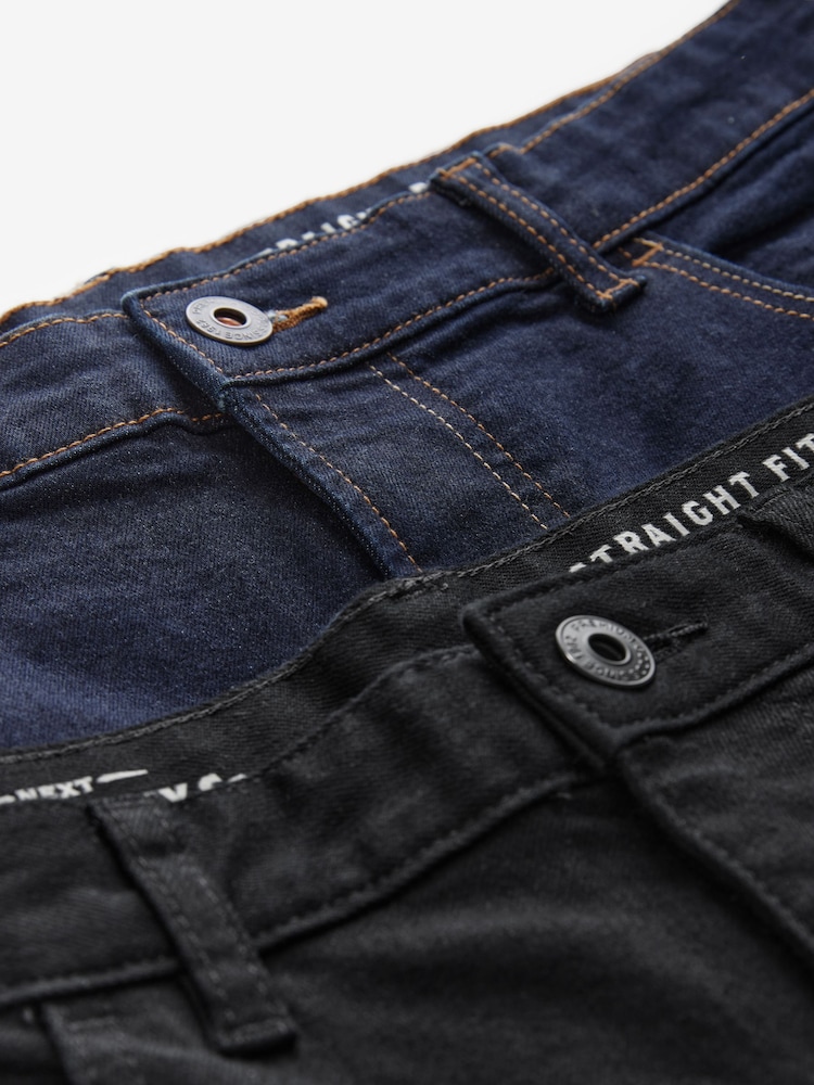 Blue Indigo Rinse/ Black Solid - Verpakking van 2 - Rechte, klassieke jeans met stretch - Image 11 of 14