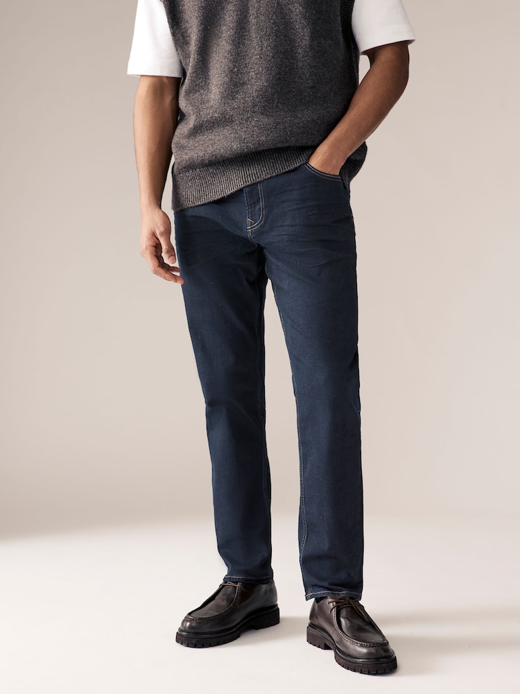 Bleu moyen/bleu indigo rincé - Paquet 2 - Coupe ajustée Jean classique extensibles - Image 4 of 20