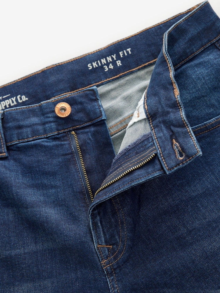 Blue Mid/Black 2 Pack Skinny Fit Classic Stretch Jeans - Image 11 of 12