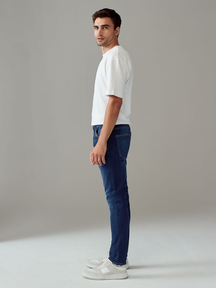 Blue Mid/Black 2 Pack Skinny Fit Classic Stretch Jeans - Image 6 of 12