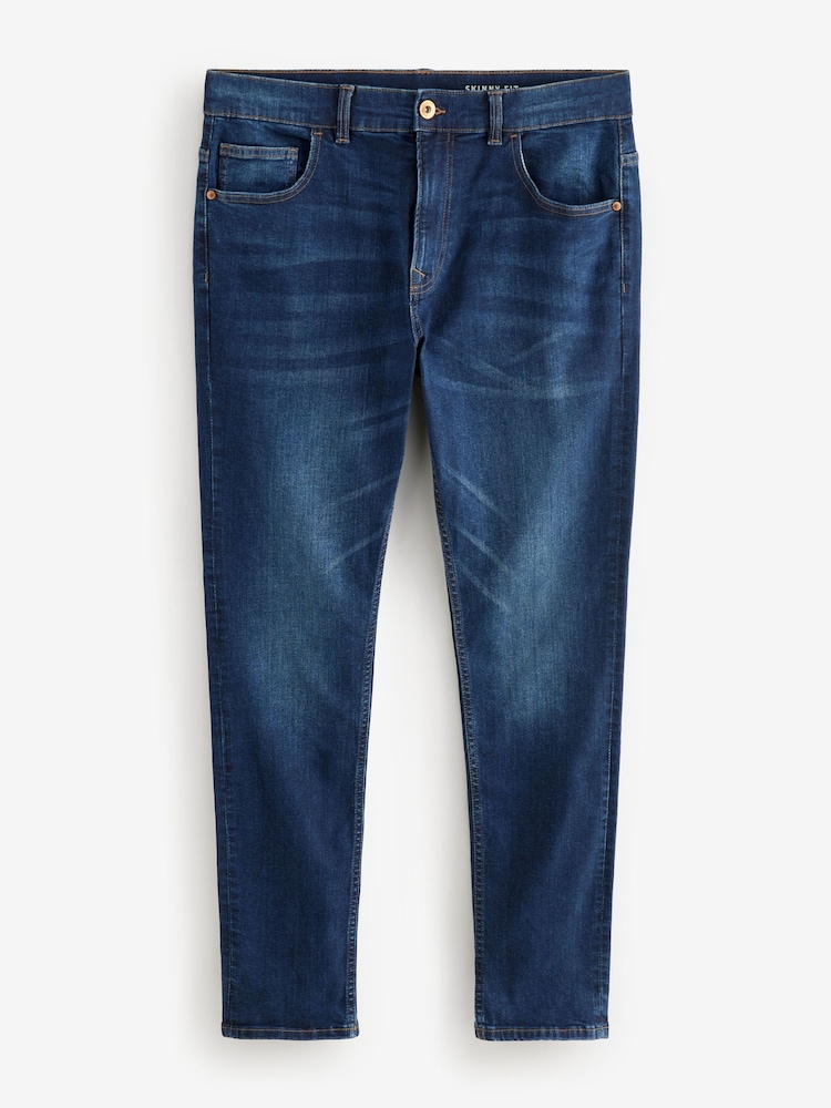 Blue Mid/Black 2 Pack Skinny Fit Classic Stretch Jeans - Image 7 of 12