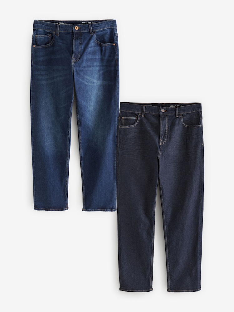 Blue Mid/Blue Indigo Rinse - Pack de 2 - Vaqueros elásticos clásicos de corte recto - Imagen 1 de 13 Blue Mid/Blue Indigo Rinse - Pack de 2 - Vaqueros elásticos clásicos de corte recto - Imagen 1 de 13
