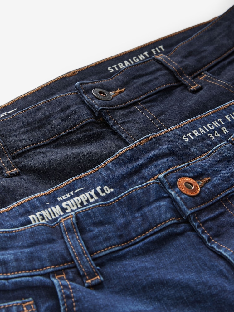 Blauw mid/donkerindigoblauw - Verpakking van 2 - Rechte, klassieke jeans met stretch - Image 10 of 13