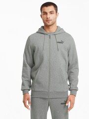 Grå Ljus - Puma Mens Essential Zip-Up Logotyp Huvtröja - Bild 1 av 1