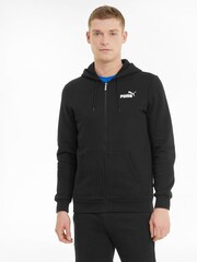 Svart - Puma Mens Essential Zip-Up Logotyp Huvtröja - Bild 1 av 1