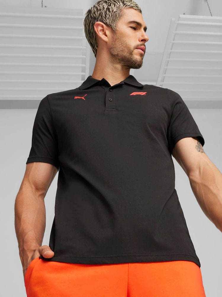 Puma Black Mens F1® Ess Logo Motorsport Polo Shirt - Image 1 of 5