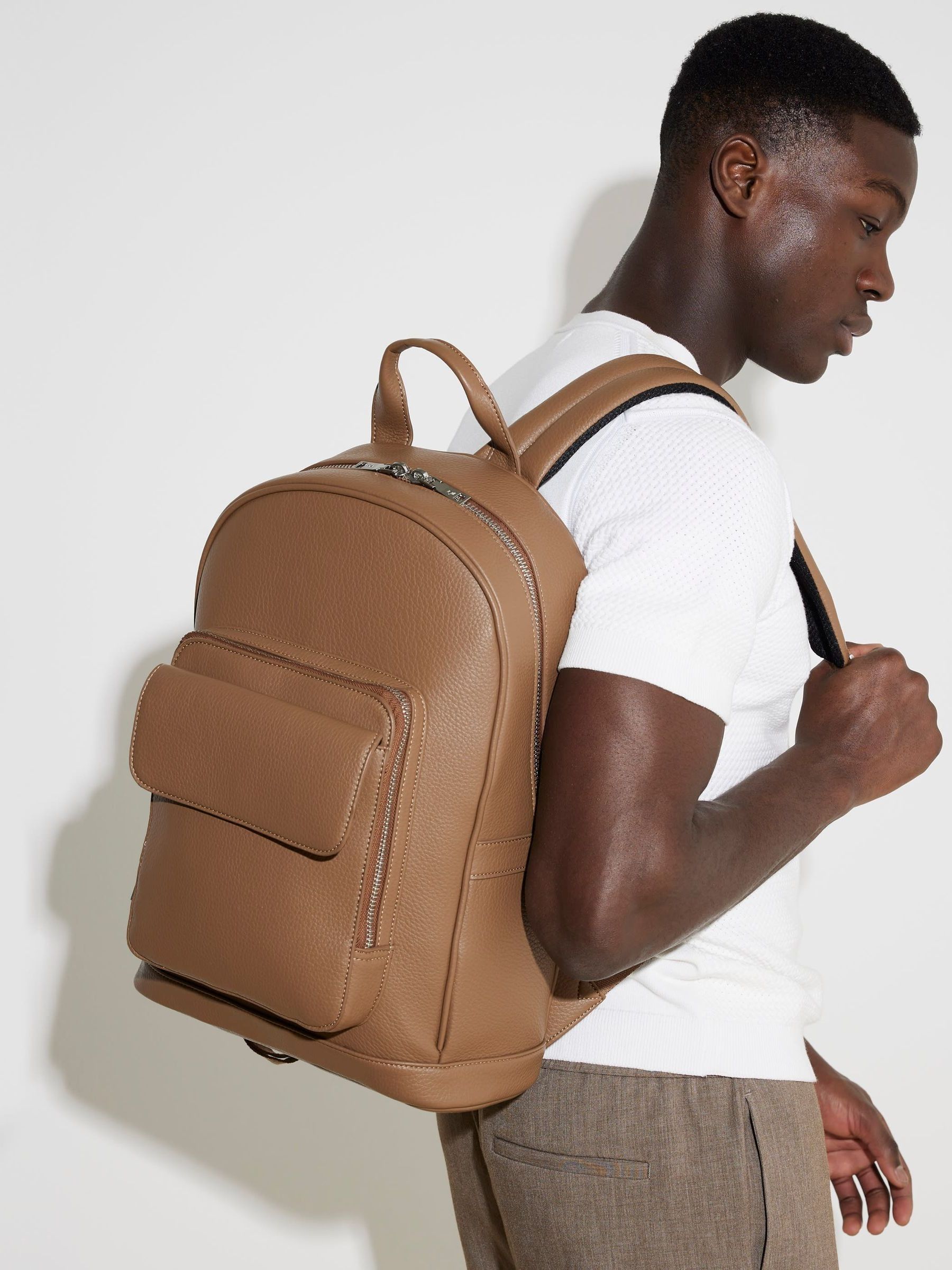 Buy River Island Brown Front Pocket Backpack from Next Luxembourg
