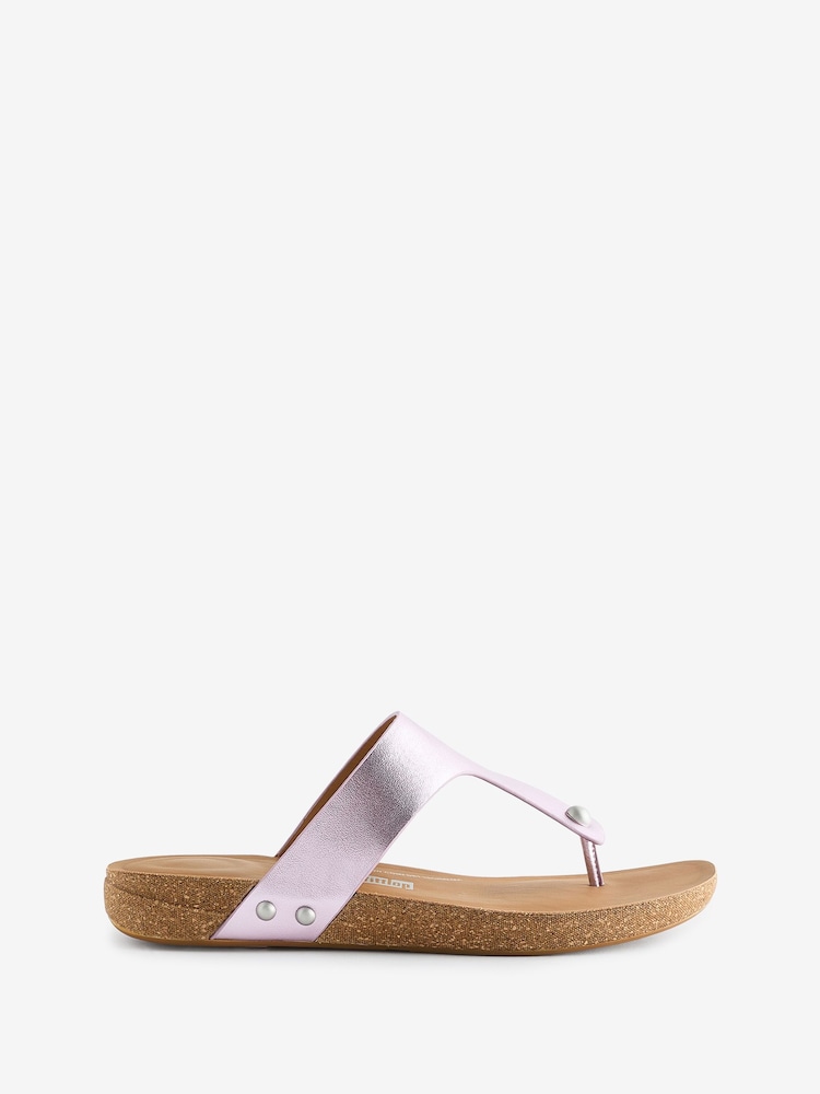 FitFlop Purple Iqushion Metallic Leather Toe Post Sandals - Image 1 of 4