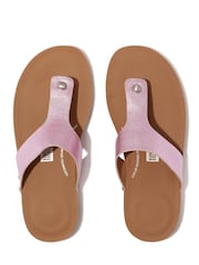 FitFlop Purple Iqushion Metallic Leather Toe Post Sandals - Image 3 of 4