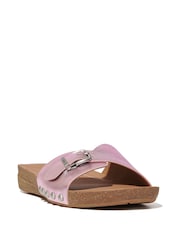 FitFlop Purple Iqushion Adjustable Buckle Metallic Leather Slides - Image 2 of 4