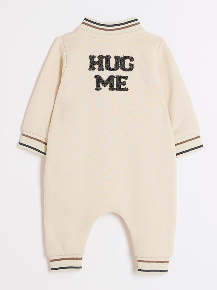 River Island Cream Baby Boys Varsity All-In-One - Image 2 of 4