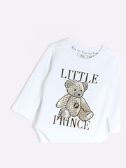River Island White Baby Boys Bear Graphic Bodysuit - Image 2 of 3