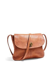 PIECES Brown Leather Cross-Over Bag - Image 1 of 2