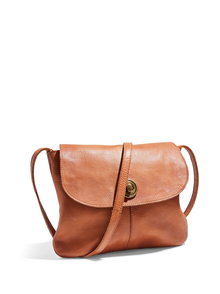 PIECES Brown Leather Cross-Over Bag - Image 1 of 2