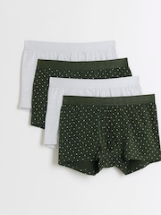 River Island Green Plain Spot Trunks 4 pack - Image 1 of 3