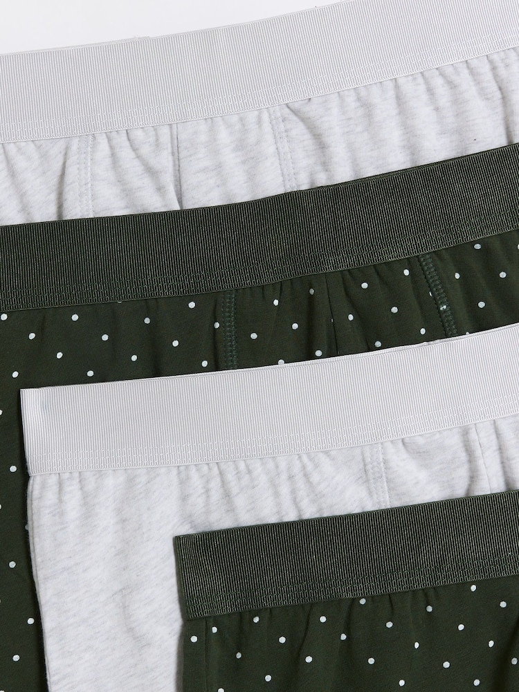River Island Green Plain Spot Trunks 4 pack - Image 2 of 3