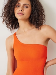 Hush Light Orange Oakley Crinkle One Shoulder Swimsuit - Image 4 of 6