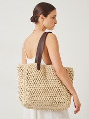 Hush Natural Natasha Straw Leather Tote Bag - Image 1 of 5
