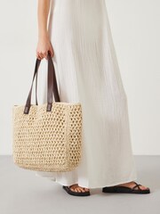 Hush Natural Natasha Straw Leather Tote Bag - Image 2 of 5