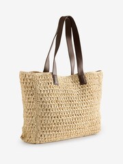 Hush Natural Natasha Straw Leather Tote Bag - Image 3 of 5
