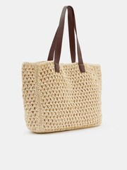 Hush Natural Natasha Straw Leather Tote Bag - Image 4 of 5