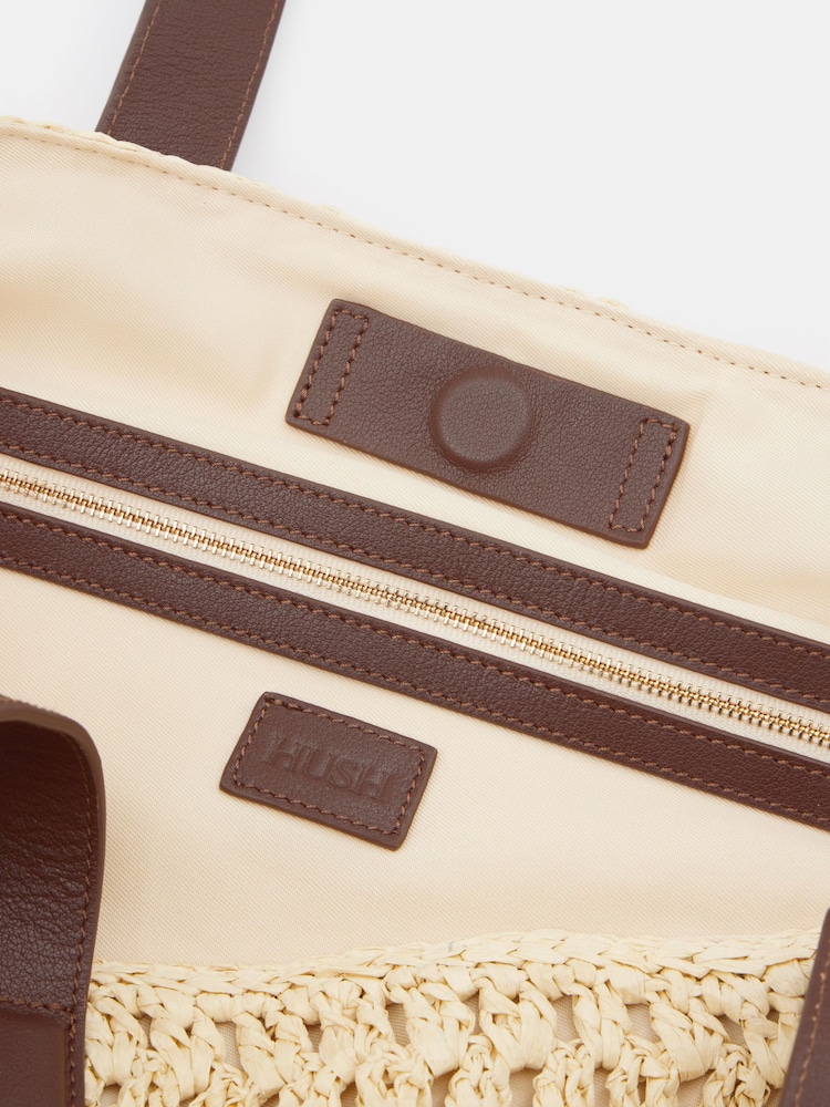 Hush Natural Natasha Straw Leather Tote Bag - Image 5 of 5