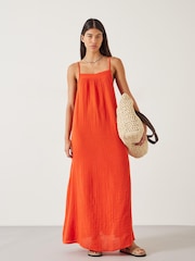 Hush Orange Carmen Cami 100% Cotton Beach Dress - Image 2 of 6