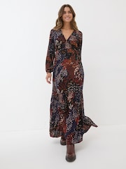 FatFace Black/White Noelle Animal Print Maxi Dress - Image 1 of 6