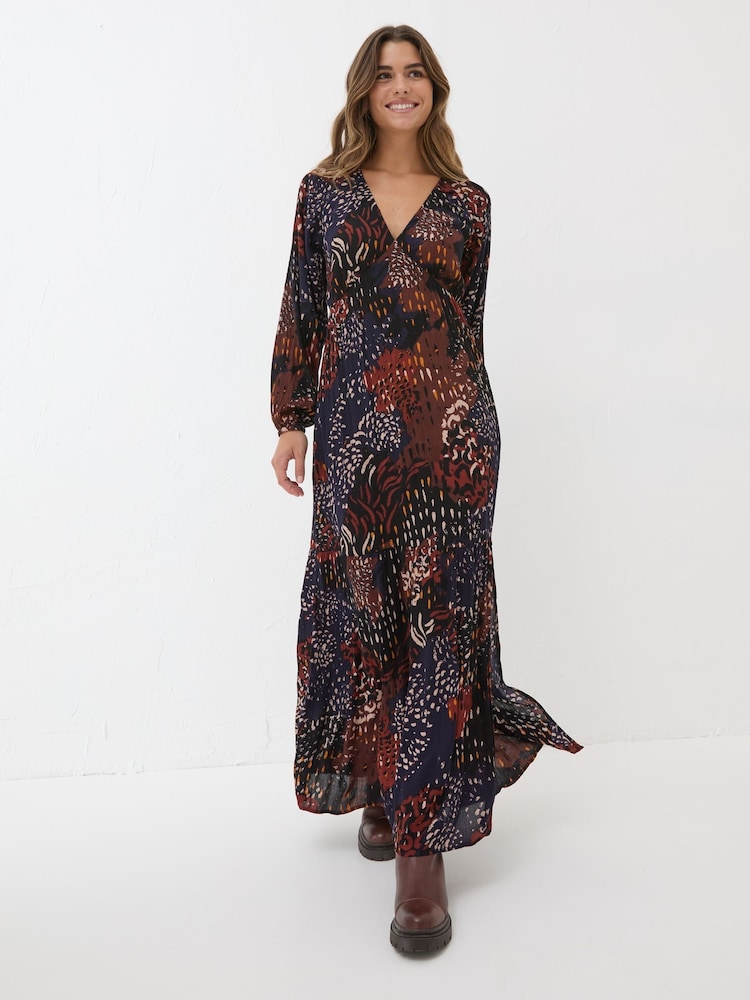 FatFace Black/White Noelle Animal Print Maxi Dress - Image 1 of 6