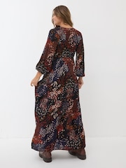 FatFace Black/White Noelle Animal Print Maxi Dress - Image 2 of 6
