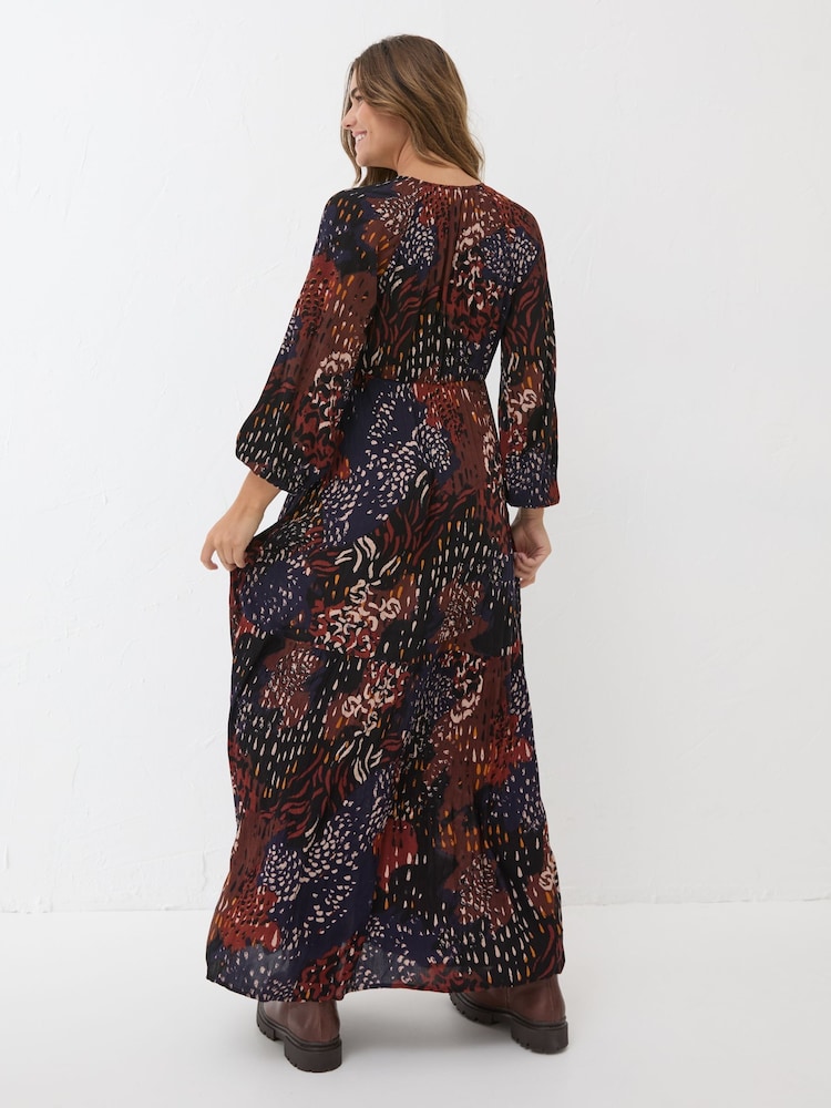 FatFace Black/White Noelle Animal Print Maxi Dress - Image 2 of 6