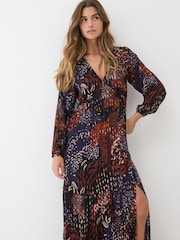 FatFace Black/White Noelle Animal Print Maxi Dress - Image 4 of 6