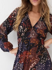 FatFace Black/White Noelle Animal Print Maxi Dress - Image 5 of 6