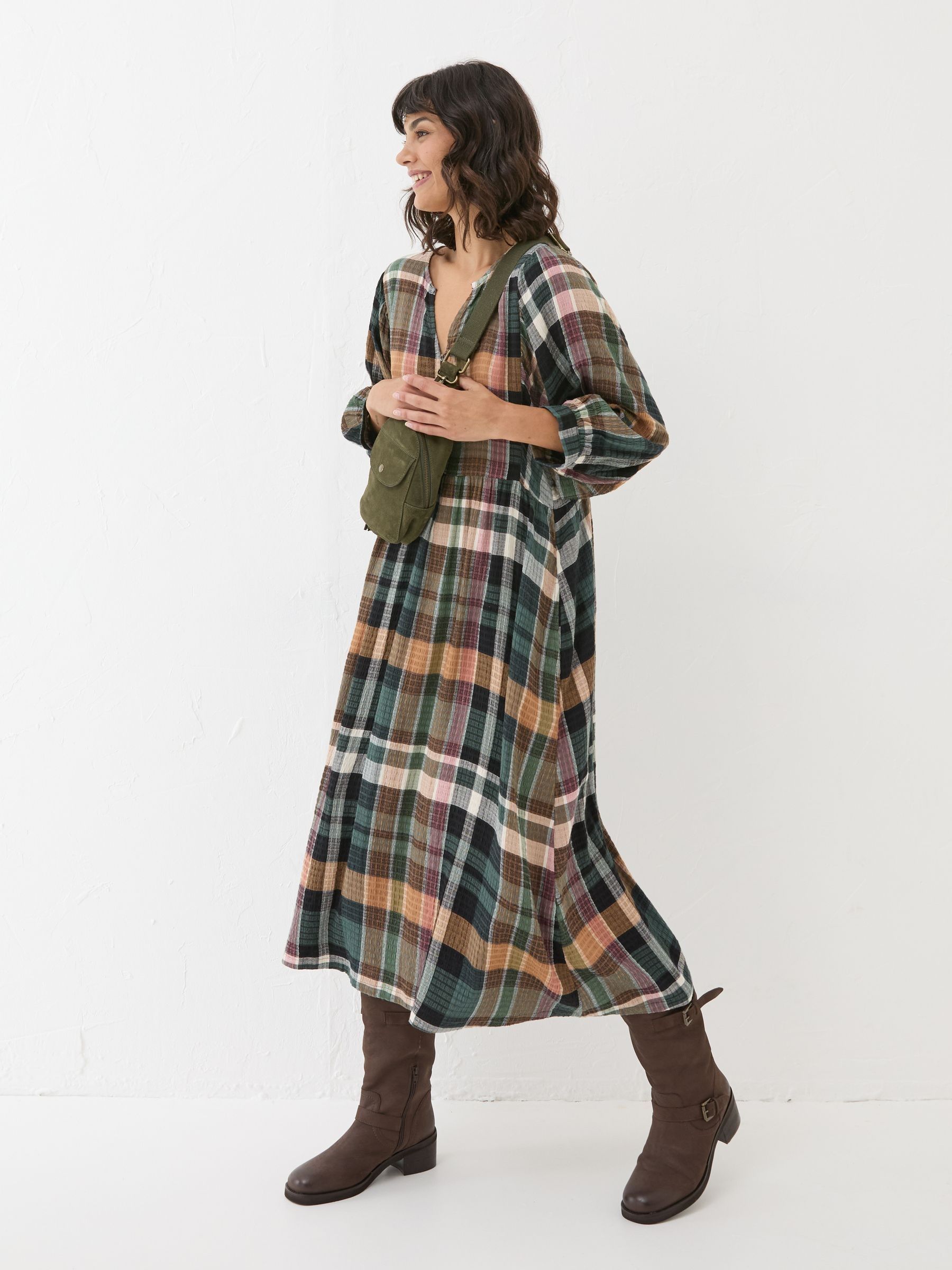 Andmary Cecily check long dress