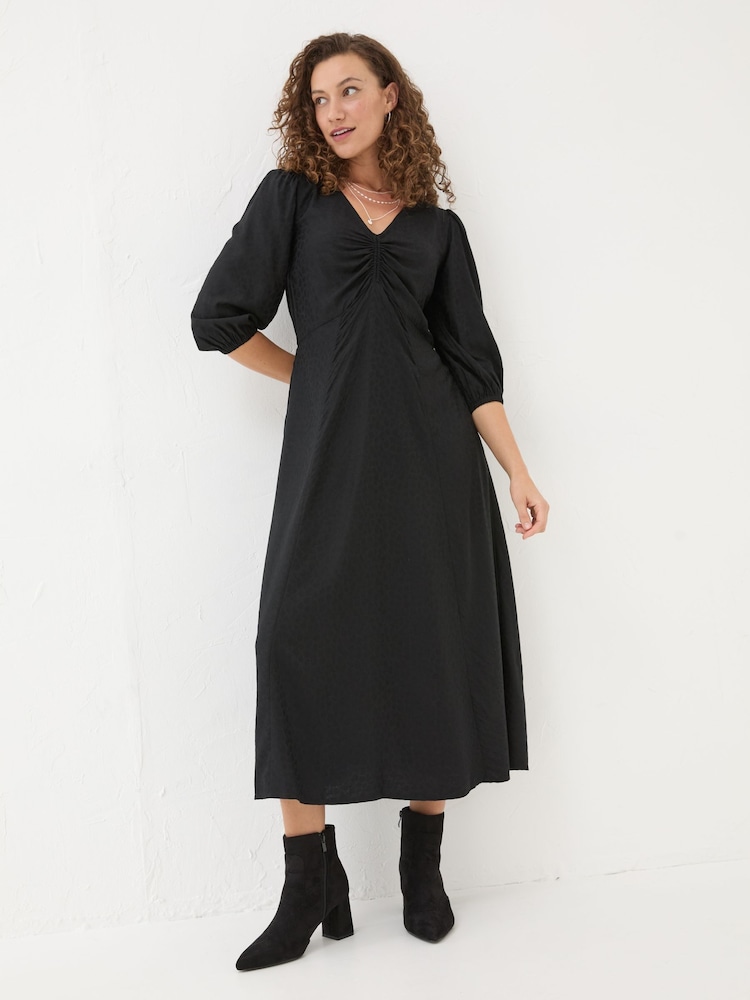 FatFace Libby Black Midi Dress - Image 1 of 5
