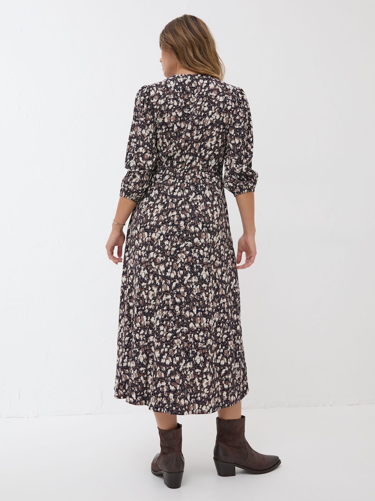 FatFace Libby Black Patterned Midi Dress - Image 2 of 9 FatFace Libby Black Patterned Midi Dress - Image 2 of 9