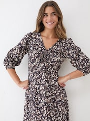 FatFace Libby Black Patterned Midi Dress - Image 6 of 9