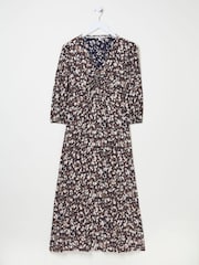 FatFace Libby Black Patterned Midi Dress - Image 8 of 9